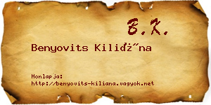 Benyovits Kiliána névjegykártya